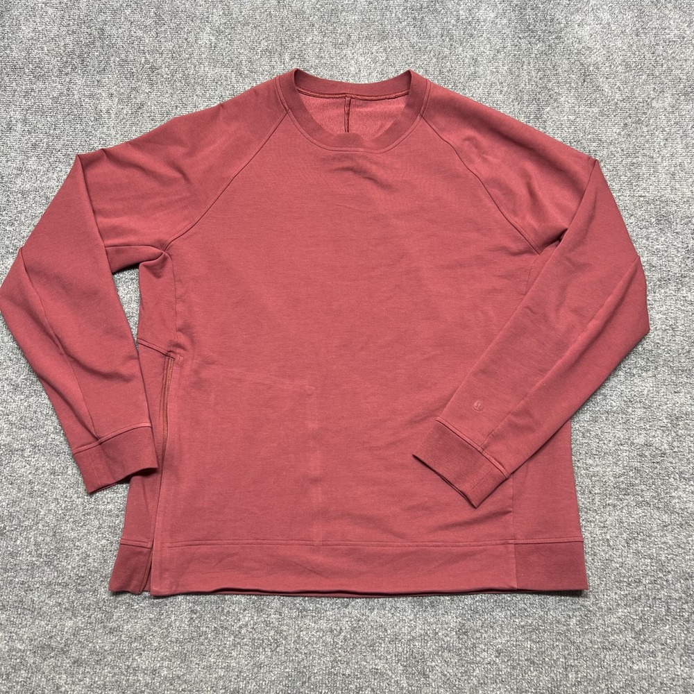 Lululemon Sweatshirt Mens XL Red Crewneck Zip Pocket Logo Pullover